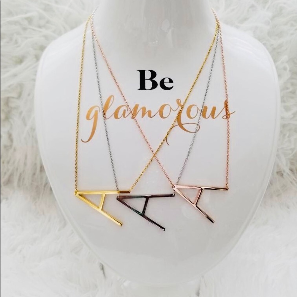 Large “A” Rose Gold Letter Initial Necklace 🎁